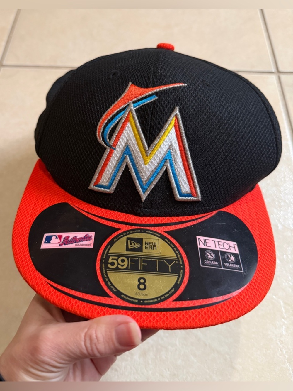 Miami Florida Marlins Cap New Era 59Fifty Logo NE Tech Baseball Hat Fitted 8